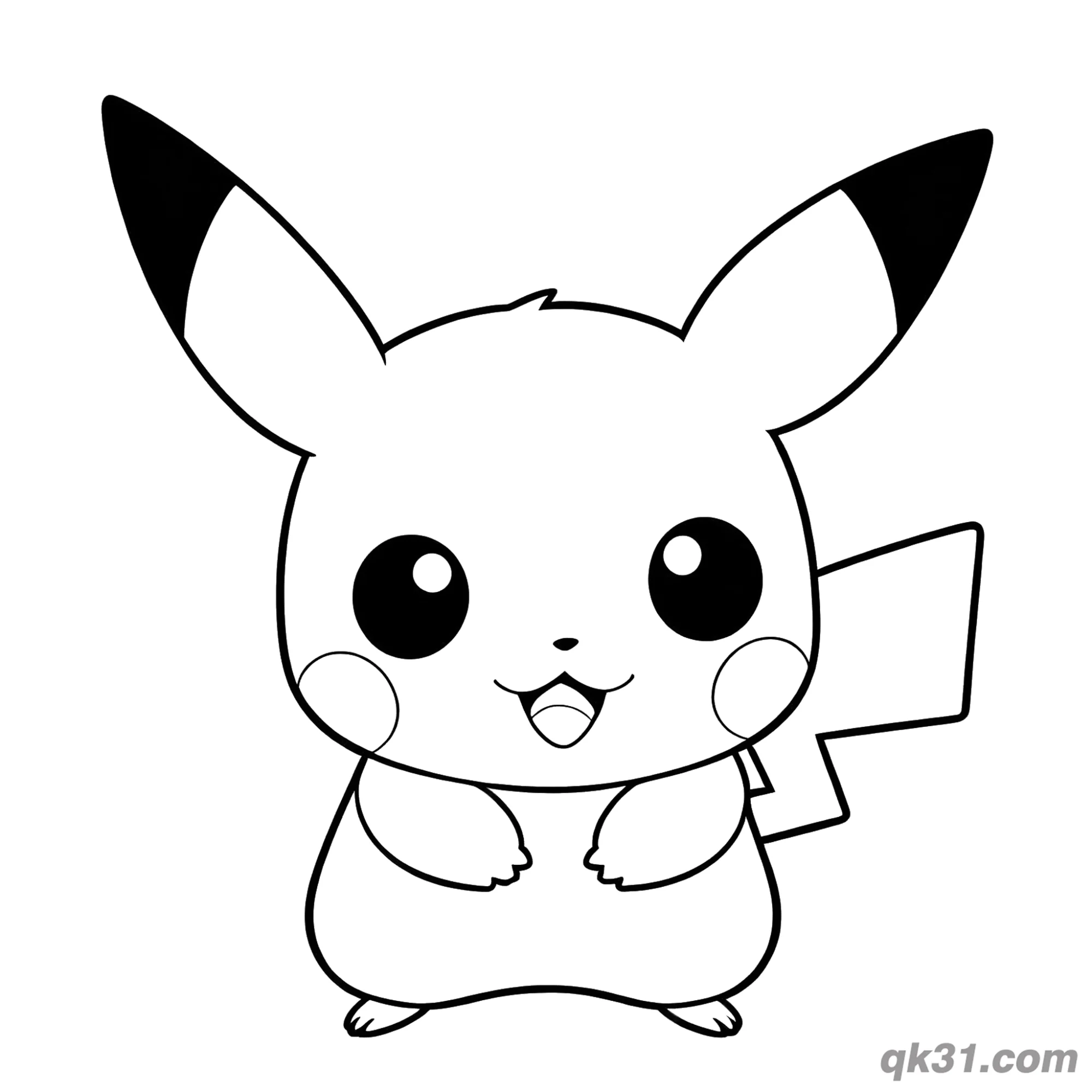Baby Pikachu with Big Eyes Easy Coloring Pages – Free Printable Coloring Page for Kids and Adults