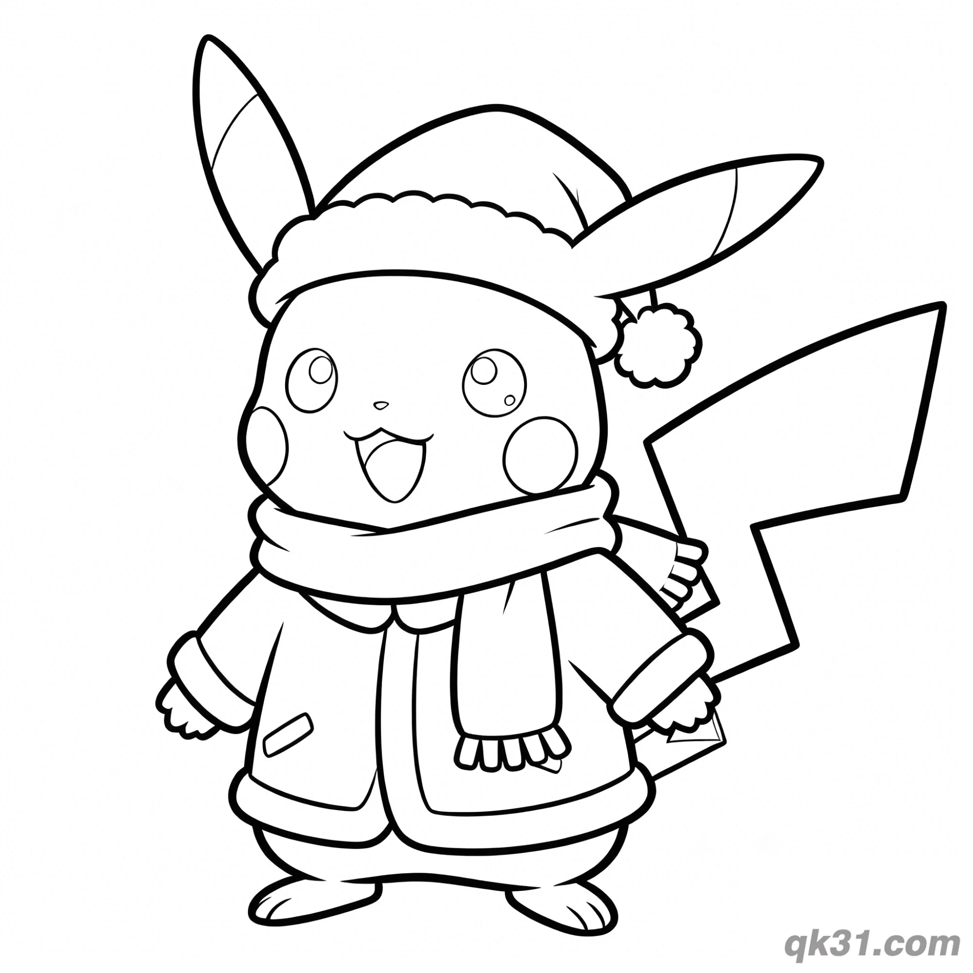 Christmas Pikachu Coloring Page Printable PDF – Free Printable Coloring Page for Kids and Adults