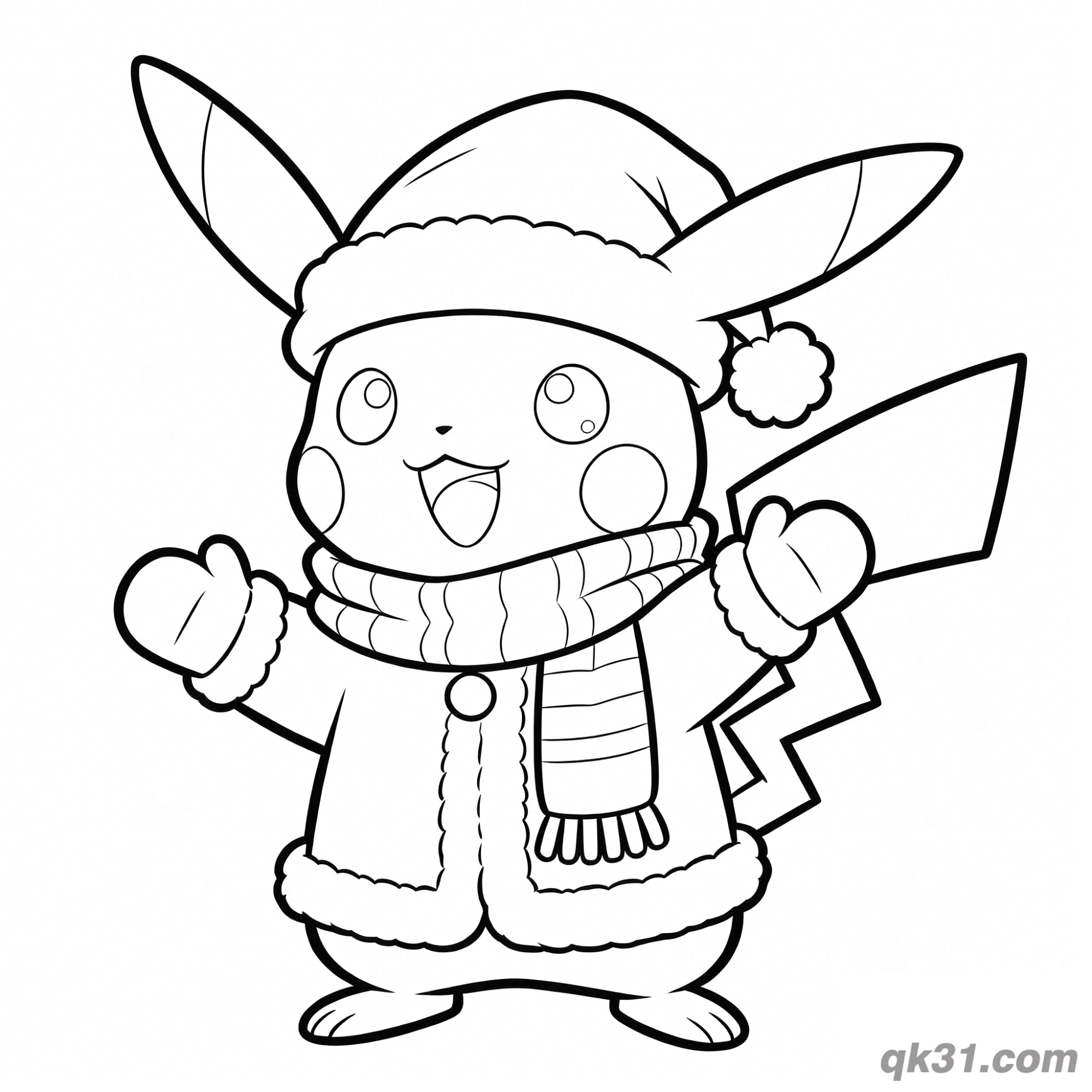 Christmas Pikachu Pokémon Coloring Page Printable – Free Printable Coloring Page for Kids and Adults
