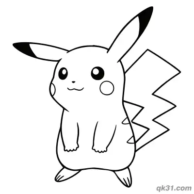 Free printable Classic Standing Pikachu Easy Coloring Page Printable coloring page