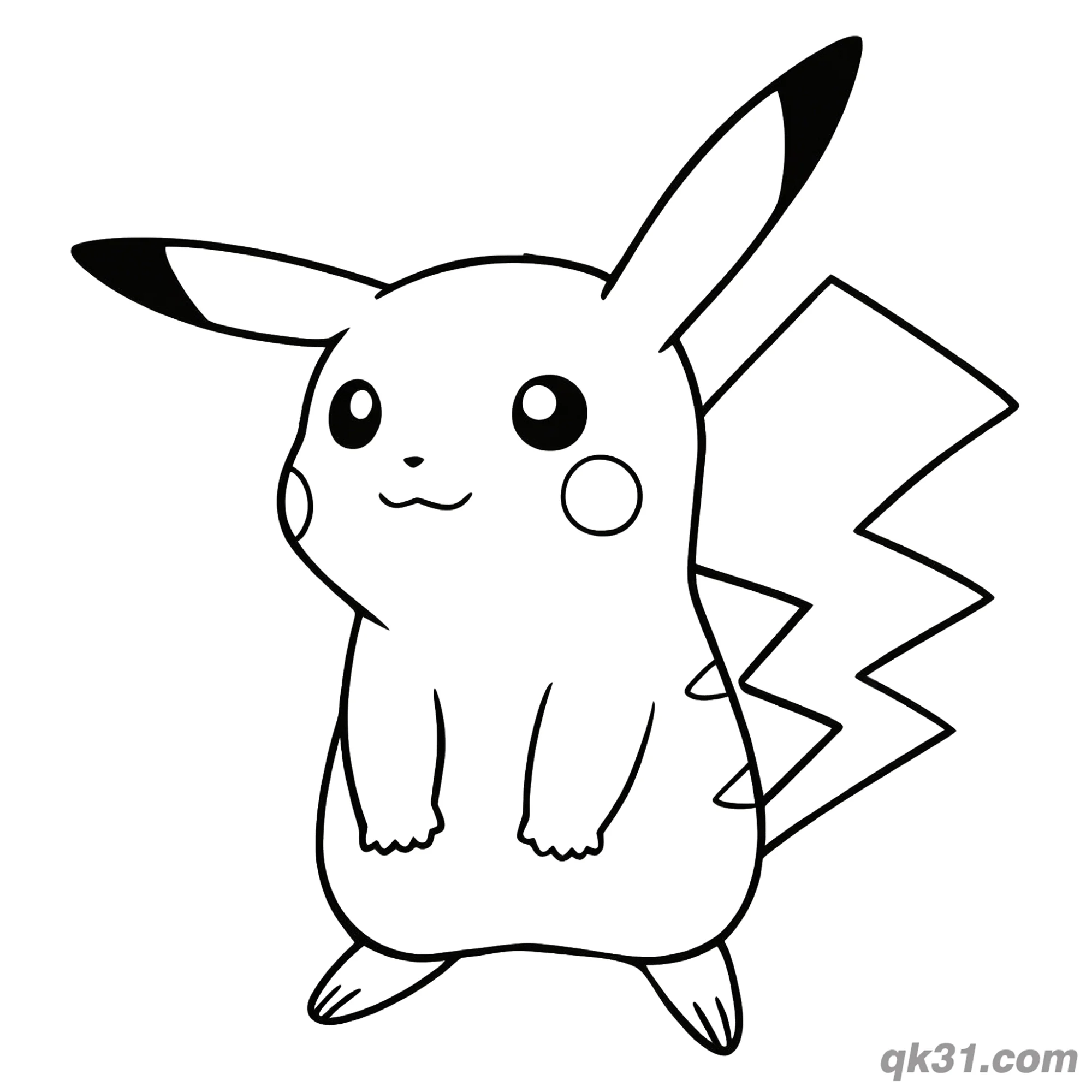 Classic Standing Pikachu Easy Coloring Page Printable – Free Printable Coloring Page for Kids and Adults