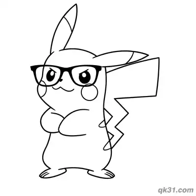 Free printable Cool Pikachu with Glasses Coloring Pages Printable PDF coloring page