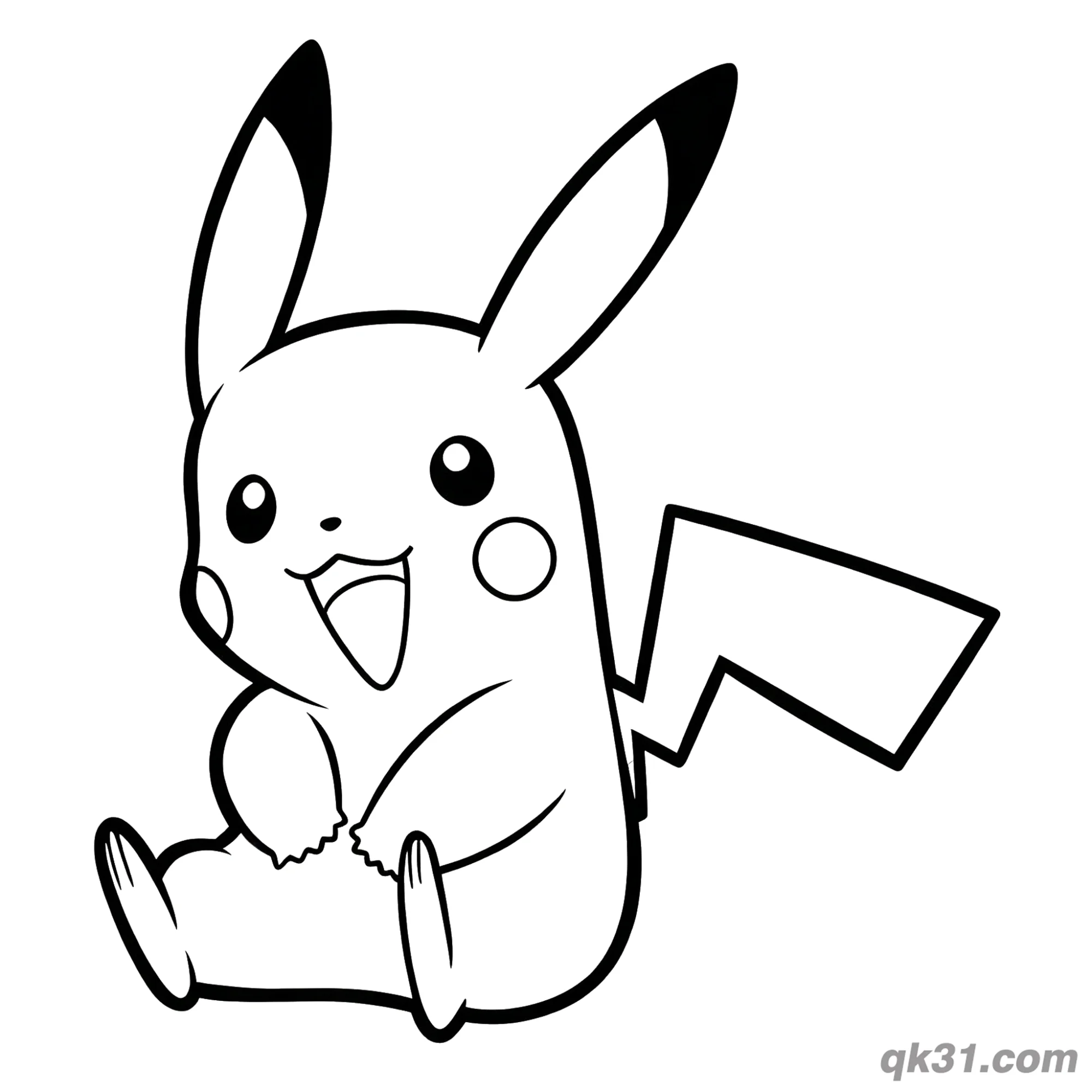 Cute Baby Pikachu Sitting Easy Coloring Pages – Free Printable Coloring Page for Kids and Adults