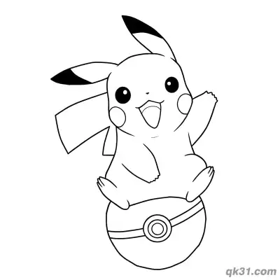 Free printable Cute Pikachu Sitting on Pokeball Coloring Pages coloring page