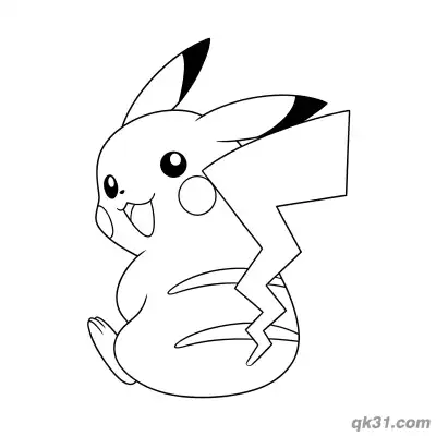 Free printable Cute Smiling Pikachu Easy Coloring Page Printable PDF coloring page