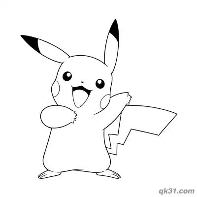 Free printable Excited Cheering Pikachu Easy Coloring Pages coloring page