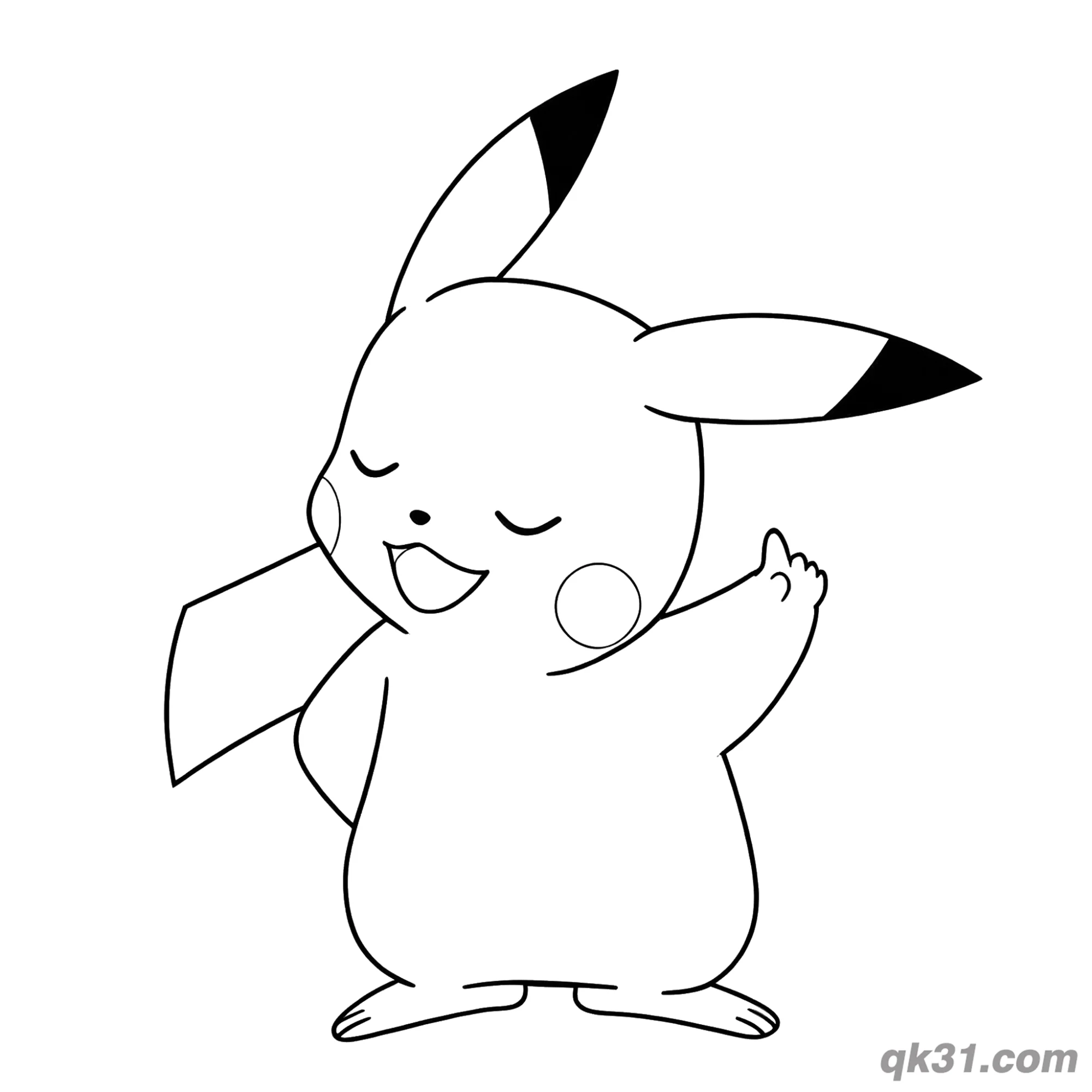 Happy Dancing Pikachu Pokémon Coloring Pages – Free Printable Coloring Page for Kids and Adults