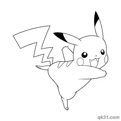 Free printable Happy Jumping Pikachu Coloring Page Card coloring page