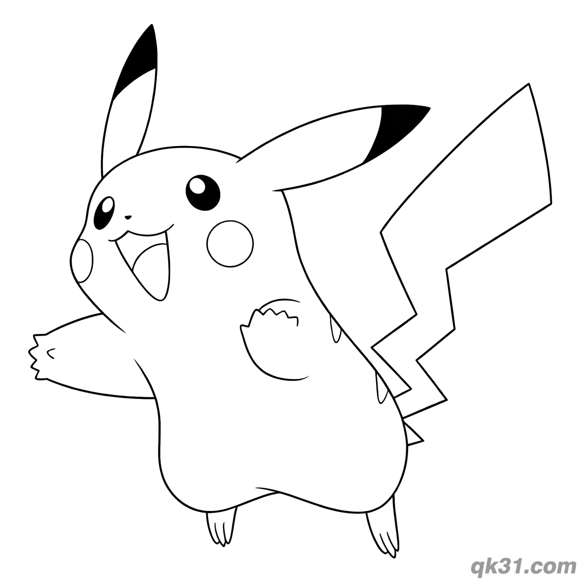 Happy Pikachu Easy Coloring Page Printable – Free Printable Coloring Page for Kids and Adults