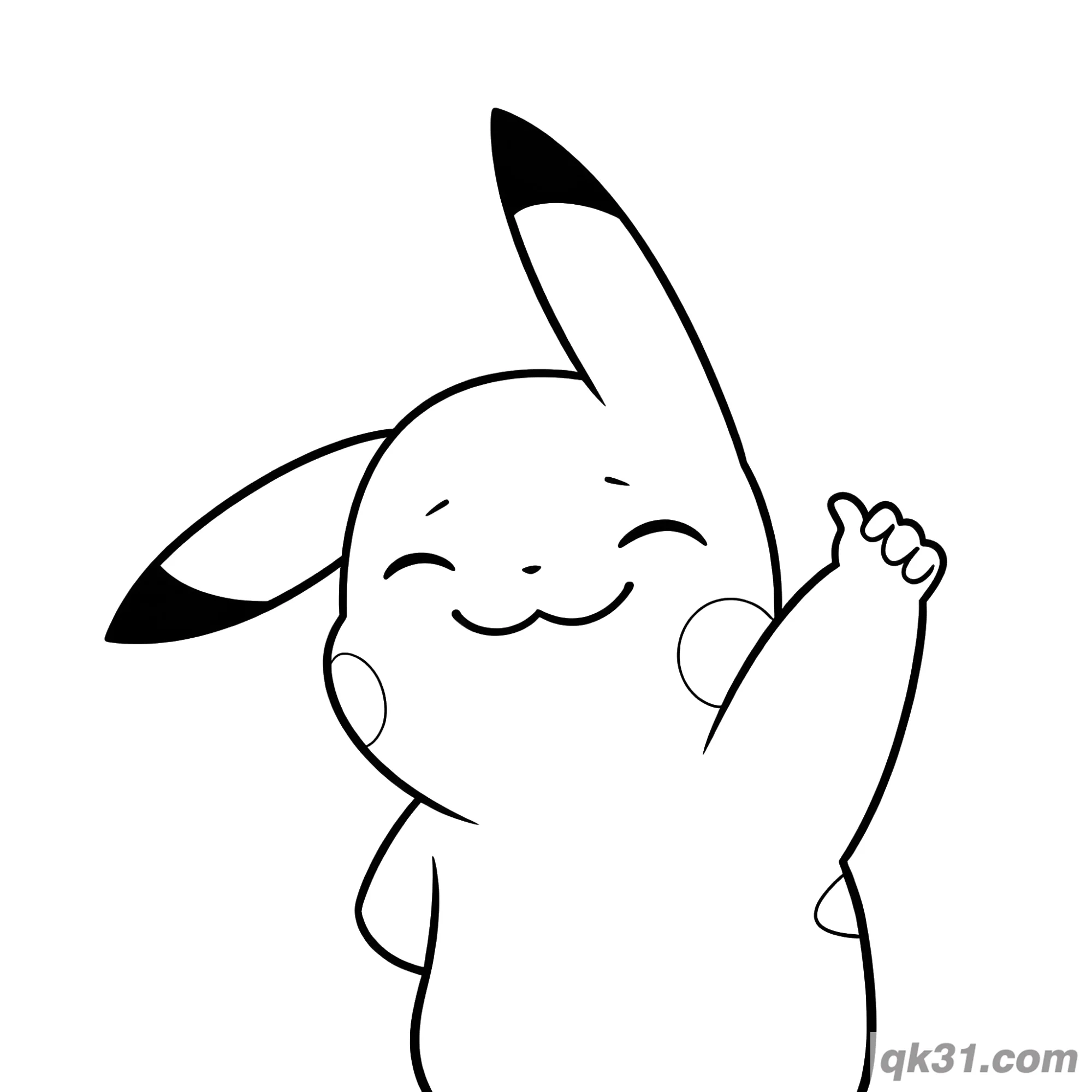 Happy Smiling Pikachu Easy Coloring Pages – Free Printable Coloring Page for Kids and Adults