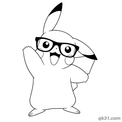 Free printable Nerdy Pikachu with Glasses Coloring Page Printable coloring page