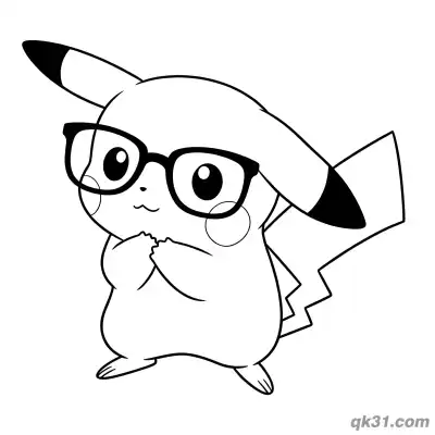 Free printable Nerdy Pikachu with Glasses Coloring Pages Printable PDF coloring page
