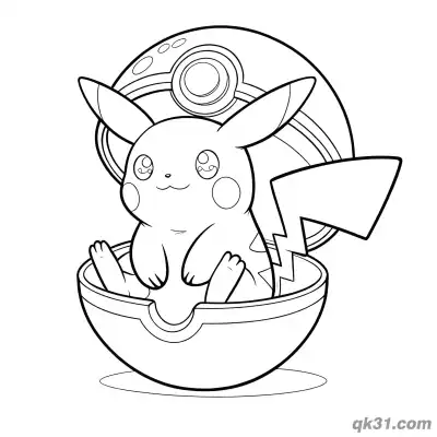 Free printable Pikachu Emerging from Pokeball Pokémon Coloring Pages coloring page