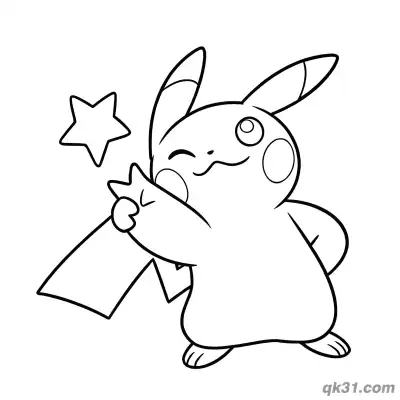 Free printable Pikachu Holding Star Coloring Page Printable PDF coloring page