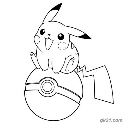 Free printable Pikachu Sitting on Pokeball Coloring Page Card coloring page