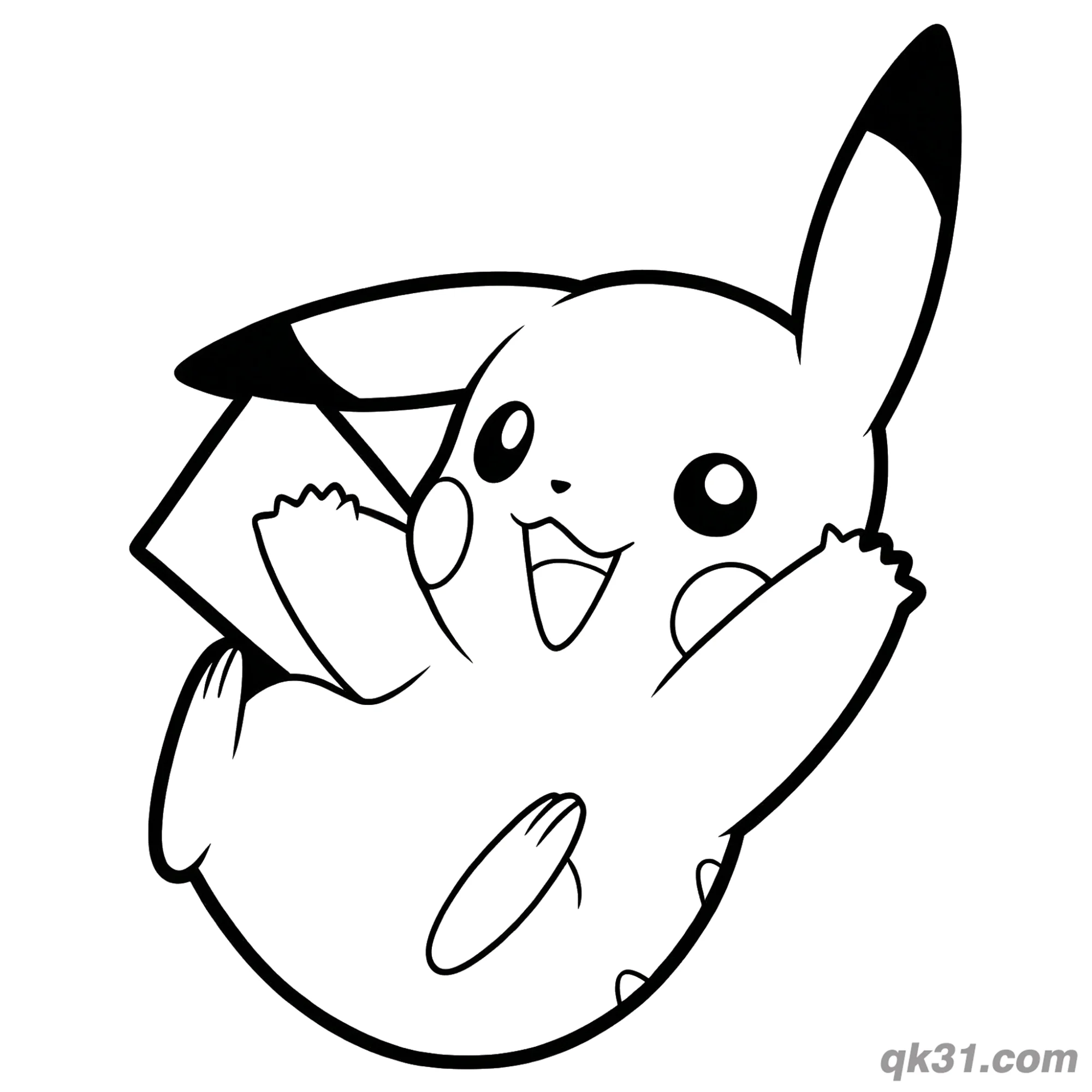 Playful Jumping Pikachu Pokémon Coloring Pages – Free Printable Coloring Page for Kids and Adults