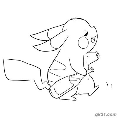 Free printable Playful Pikachu with Bottle Coloring Pages Printable coloring page