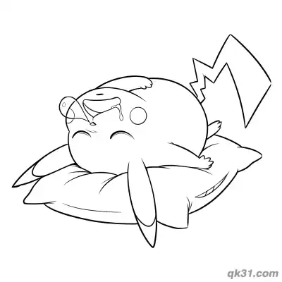 Free printable Sleeping Pikachu on Pillow Coloring Page Printable coloring page