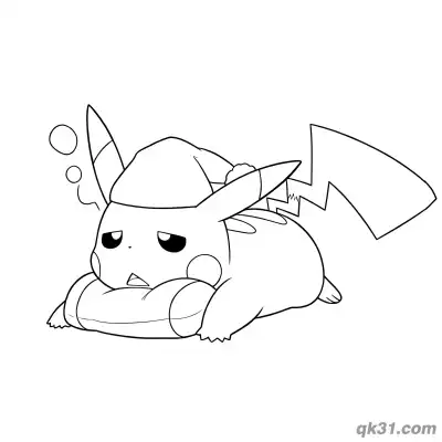 Free printable Sleepy Pikachu Coloring Pages Printable PDF coloring page