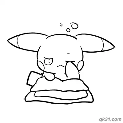 Free printable Sleepy Waking Up Pikachu Coloring Page Printable PDF coloring page