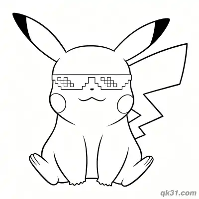 Free printable Trendy Pikachu with Pixel Sunglasses Coloring Page coloring page