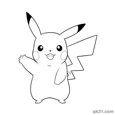 Free printable Waving Pikachu Coloring Page Card coloring page