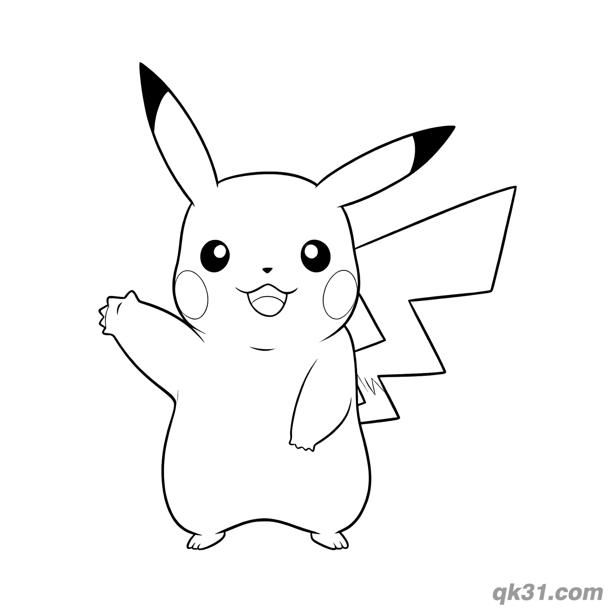 Waving Pikachu Coloring Page Card – Free Printable Coloring Page for Kids and Adults