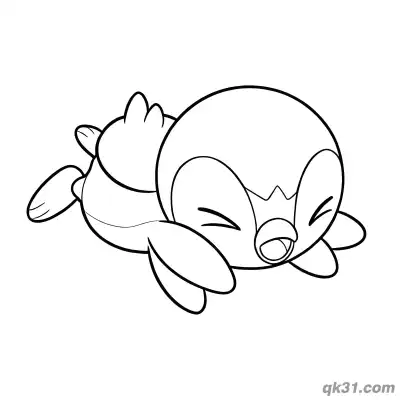 Crying Piplup Lying Down Coloring Page