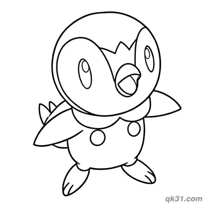 Curious Piplup Tilting Head Coloring Page