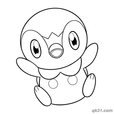 Cute Piplup Shrugging Pose Coloring Page