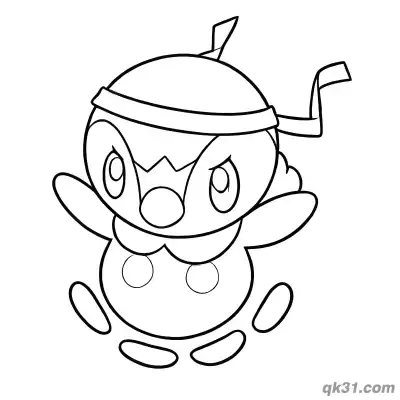 Determined Piplup with Headband Coloring Page