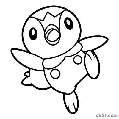 Dynamic Jumping Piplup Coloring Page