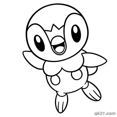 Happy Piplup Swimming Coloring Page