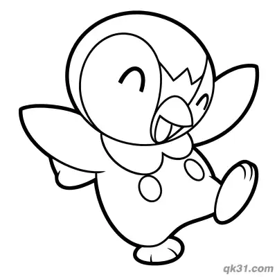 Jumping Happy Piplup Coloring Page