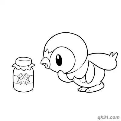 Piplup Looking at Glass Jar Coloring Page