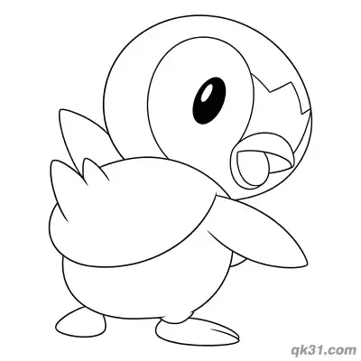 Piplup Looking Back Side View Coloring Page