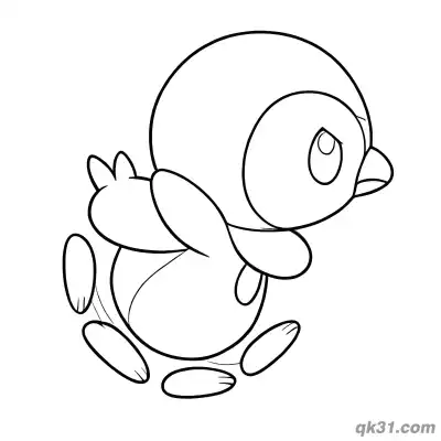 Piplup Running Back View Coloring Page
