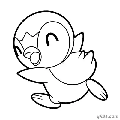 Piplup Side Swimming Happy Coloring Page