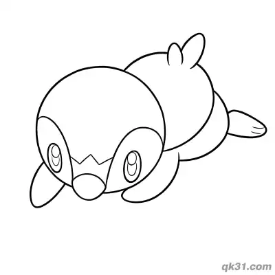 Piplup Sliding on Belly Coloring Page