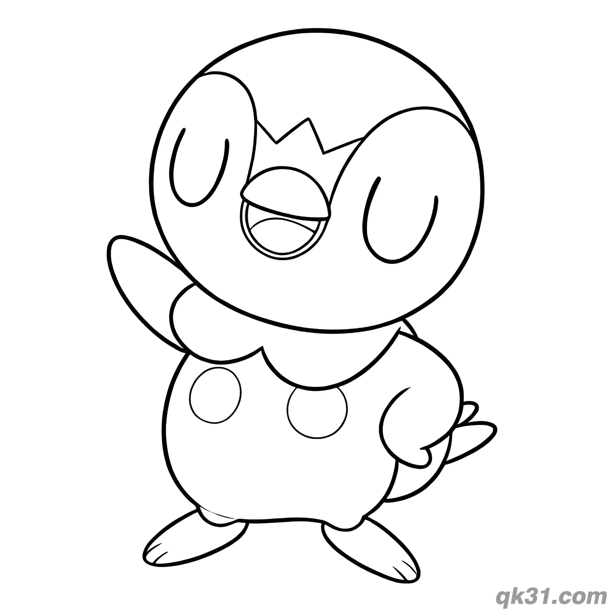 Piplup Smirking Covering Mouth Coloring Page – Free Printable Coloring Page for Kids and Adults