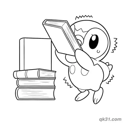 Free printable Piplup Stacking Books Worried Coloring Page coloring page