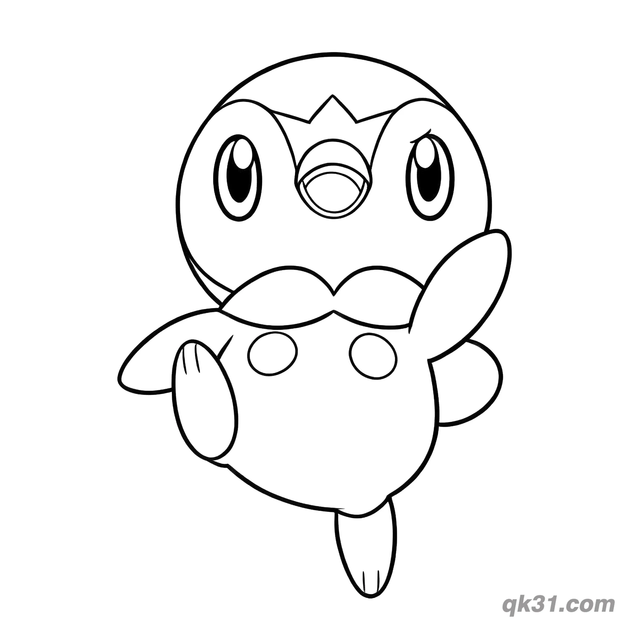 Piplup Walking Forward Coloring Page – Free Printable Coloring Page for Kids and Adults