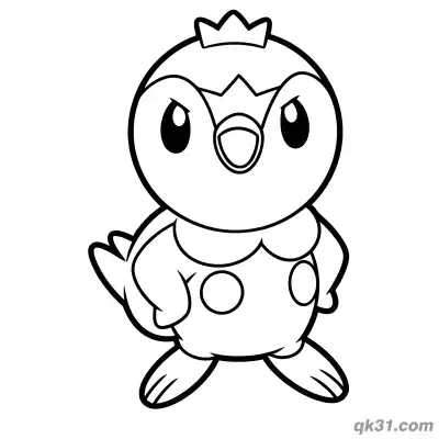 Free printable Prince Piplup Wearing Crown Coloring Page coloring page