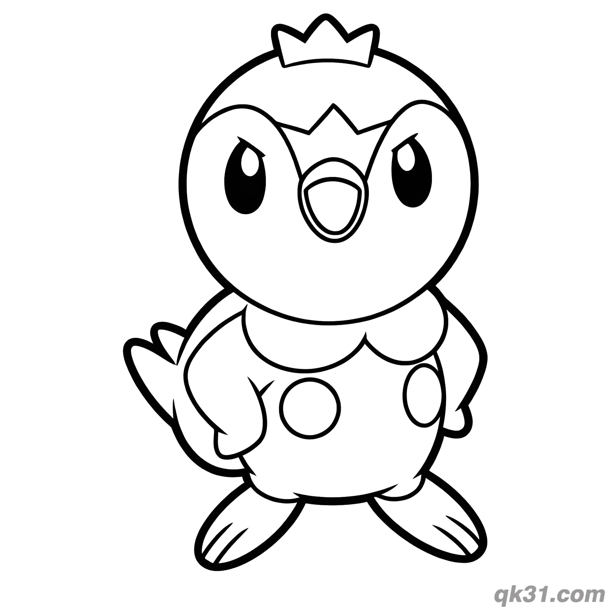 Prince Piplup Wearing Crown Coloring Page – Free Printable Coloring Page for Kids and Adults