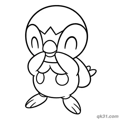 Free printable Shy Piplup Covering Face Coloring Page coloring page