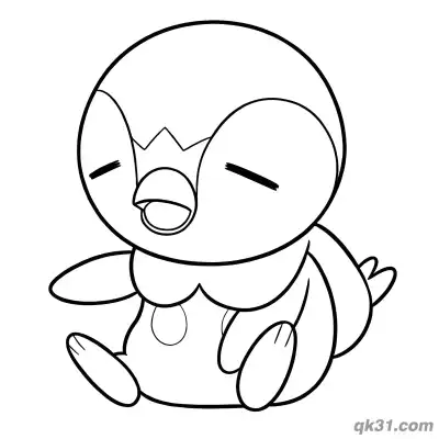 Free printable Sleepy Piplup Sitting Down Coloring Page coloring page