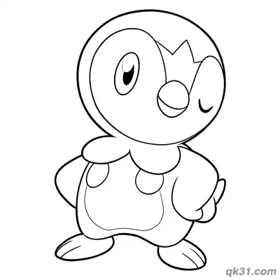 Free printable Winking Piplup Standing Coloring Page coloring page