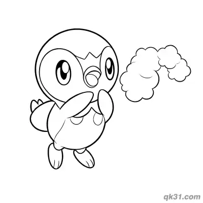 Free printable Winter Piplup Blowing Mist Coloring Page coloring page