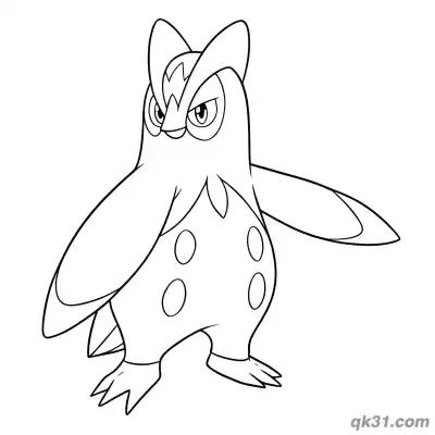 Prinplup Angled Standing Pose Coloring Page