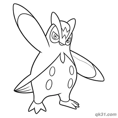 Prinplup Battle Stance Wings Spread Coloring Page